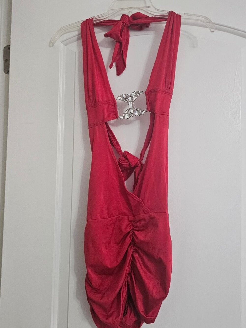 Sexy Red Cut-Out Back-less Mini Halter Dress